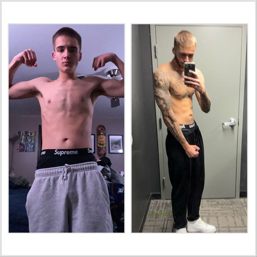 Client physique progress shown in two photos